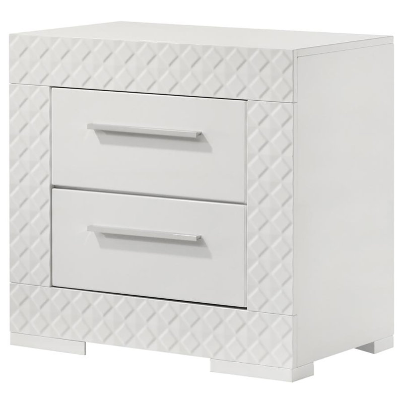 Table de chevet 2 tiroirs Nydirah, Blanc ultrabrillant