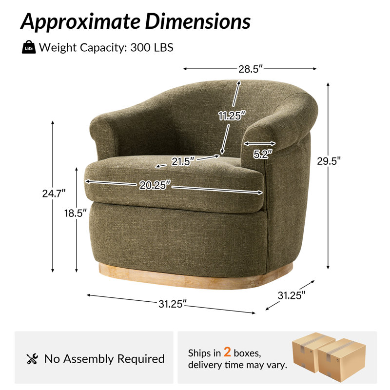 Fauteuil demi-tonneau pivotant Volk 31,25 po Volk, Moss