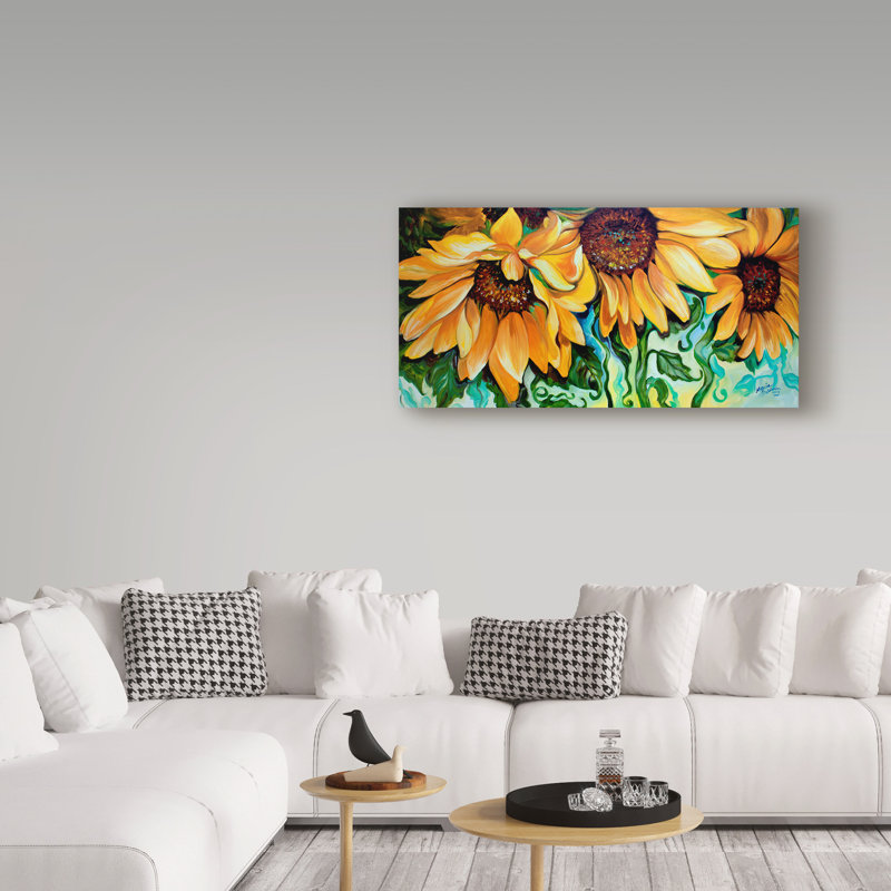 Duniya «Sunflower Dance», reproduction de peinture acrylique sur toile tendue, H 24 po x l 47 po x P 2 po