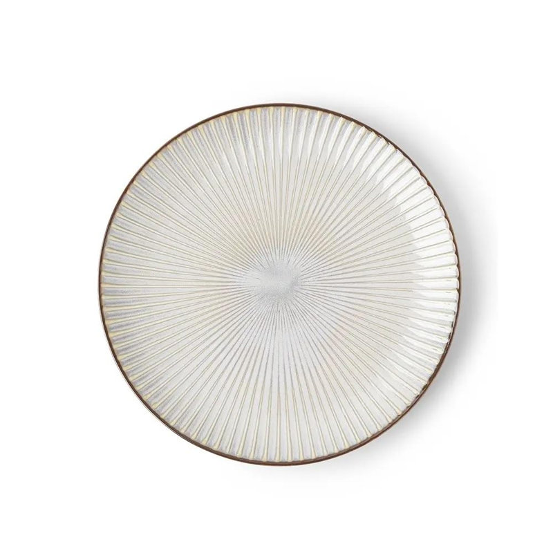 Assiette Victoria Bella Aiya ivoire P6,5 po x H 0,75 po. Rayures classiques. Collection Aïya Ivoire