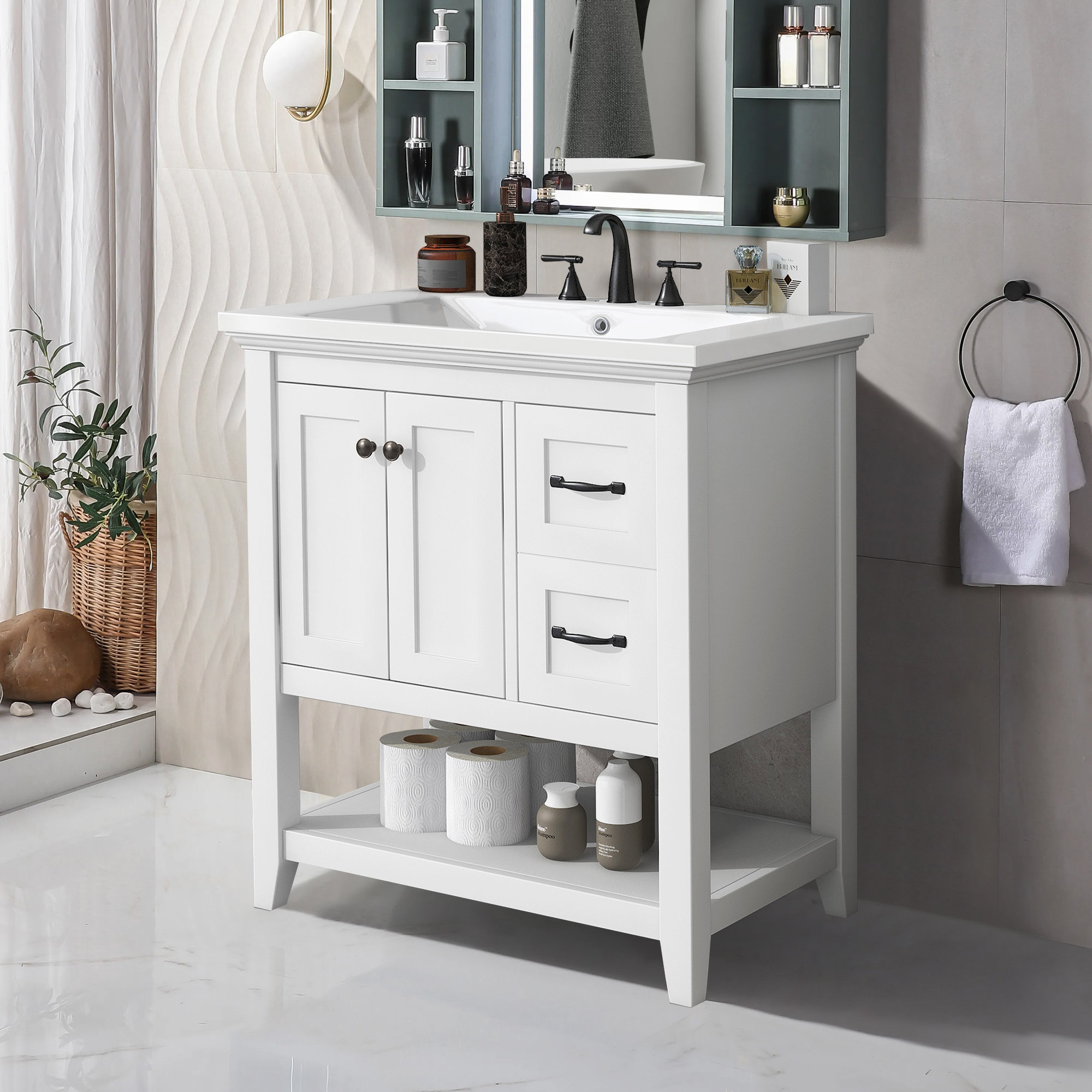 Winston Porter Mikasa 30 Single Bathroom Vanity With Ceramic Top