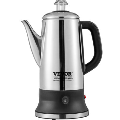 12-Cup Electric Percolator Coffee Pot, 304 Stainless Steel Coffee Percolator with Keep Warm Function & Heat-Resistant Handle, Classic Coffee Maker, Quick Brew & Easy-Pour Spout, Silver
