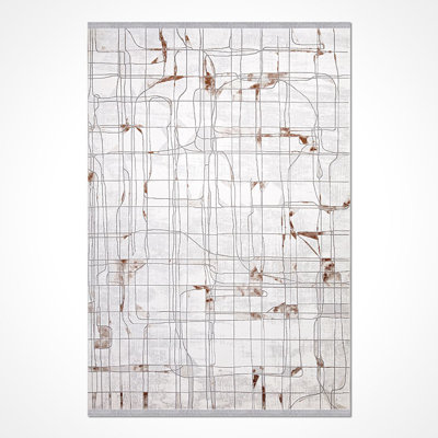 Tapis gris moderne / abstrait lavable à la machine