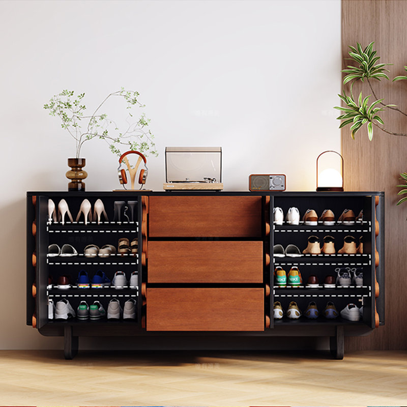 Armoire à chaussures haut de gamme de style français, Brun / Noir