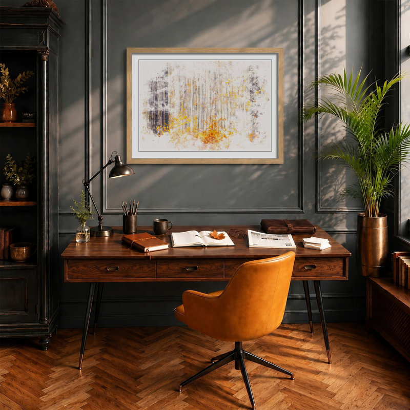 Orange Forest - Framed Print, Oak Framed, 45cm H x 63cm W x 2cm D