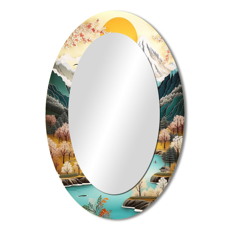 Miroir mural ovale crème enneigé Mountain Peaks I, 36 po x 24 po