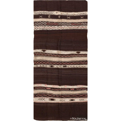 Moroccan One-of-a-Kind Runner 4'5" X 10'2" Runner Area Rug in Brown/Black/Tan