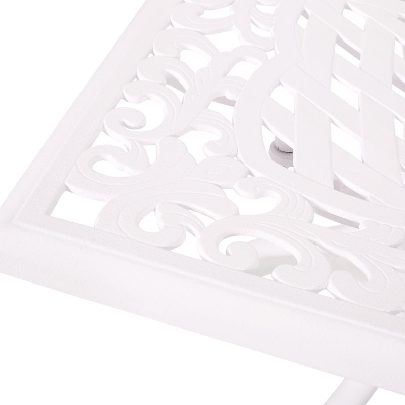 Nasir Rectangular Metal Outdoor Dining Table, White