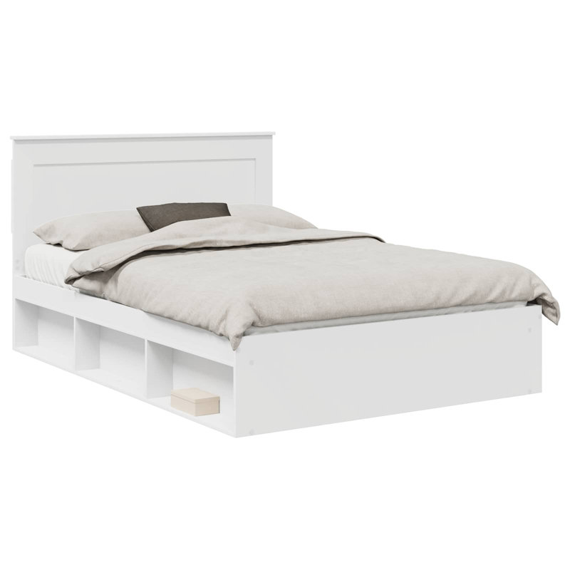 Solid Wood Bed, White, 150 x 200cm