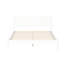 Grand lit plateforme Mid-Century blanc, fabrication en bois d'ingénierie, aucun sommier tapissier, lit moderne de taille incontournable dans la chambre à coucher, tête de lit haute, lattes de soutien du matelas