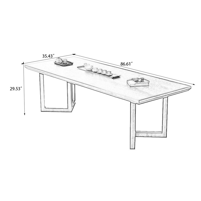 Black Rectangular Solid Wood Dining Table, 29.53"H x 86.61"L x 35.43"W