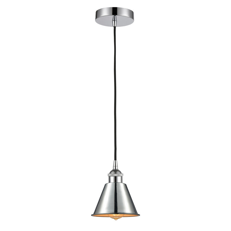 Luminaire suspendu conique 1 lumière, Chrome poli, Chrome poli, H 14,75 po x l 12 po x P 12 po
