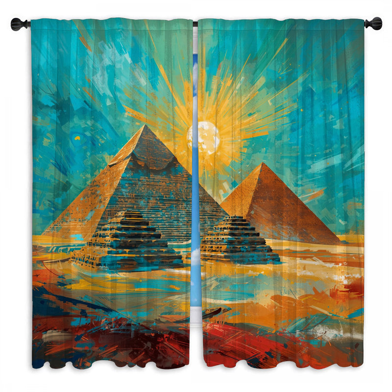 Pyramides égyptiennes peignant des rideaux de fenêtre et des rideaux obscurcissant - 2 panneaux, 40in x 82in - 2 panels