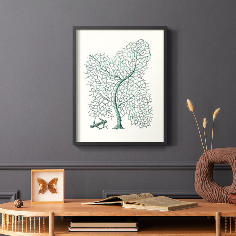 Antique encadré corail II, impression sur bois massif, Noir, H 20 po x l 16 po