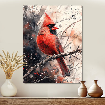 Crimson Cardinal Bird II - Bird Metal Wall Art, Modern Metal Art Print