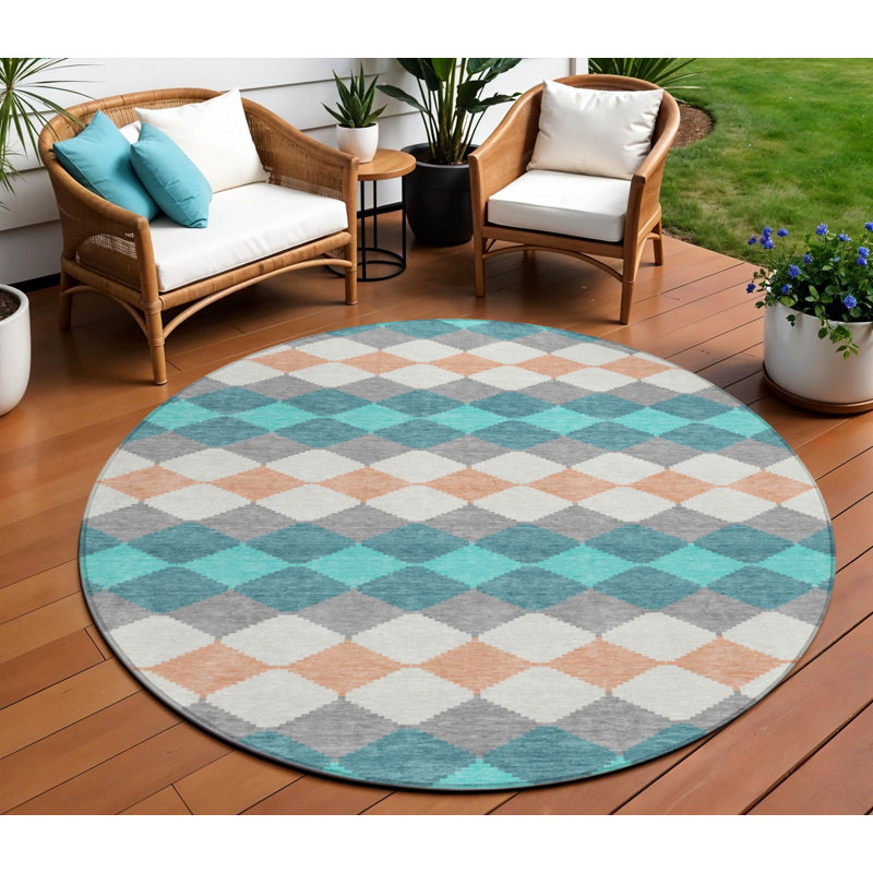 Tapis rond bleu 8 po