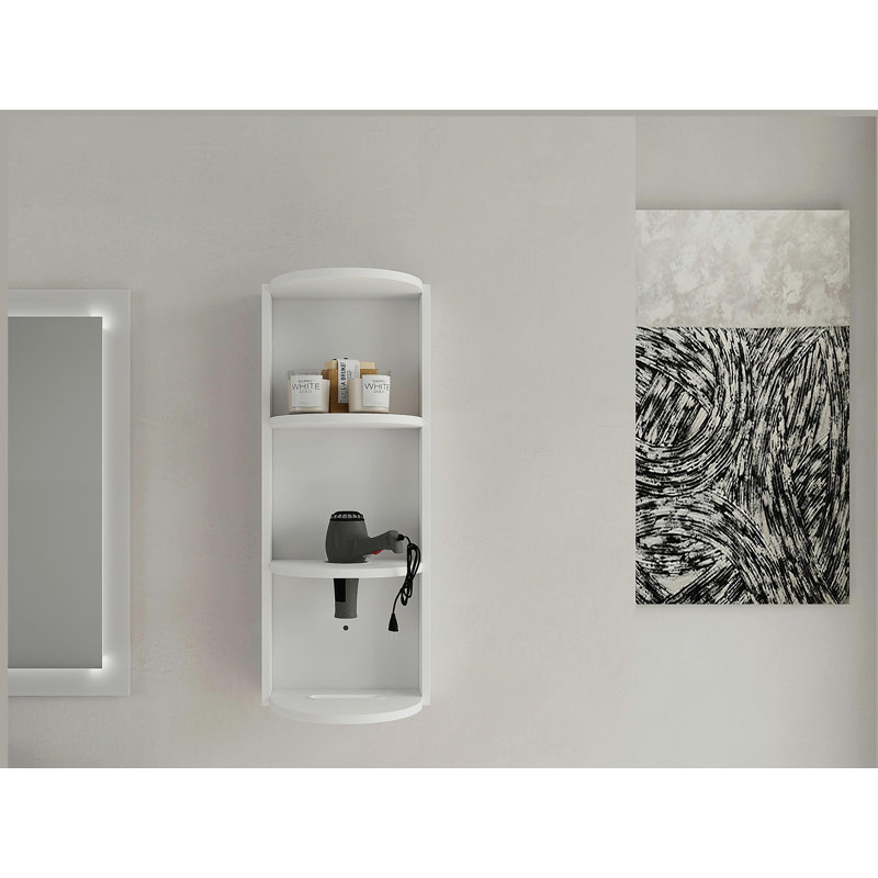12" Bathroom Wall-Mounted Storage Rack, White