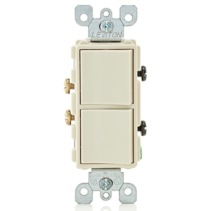 Leviton Decora 15 Amp Single Pole Combination AC Quiet Switch Light Almond 1 Pack