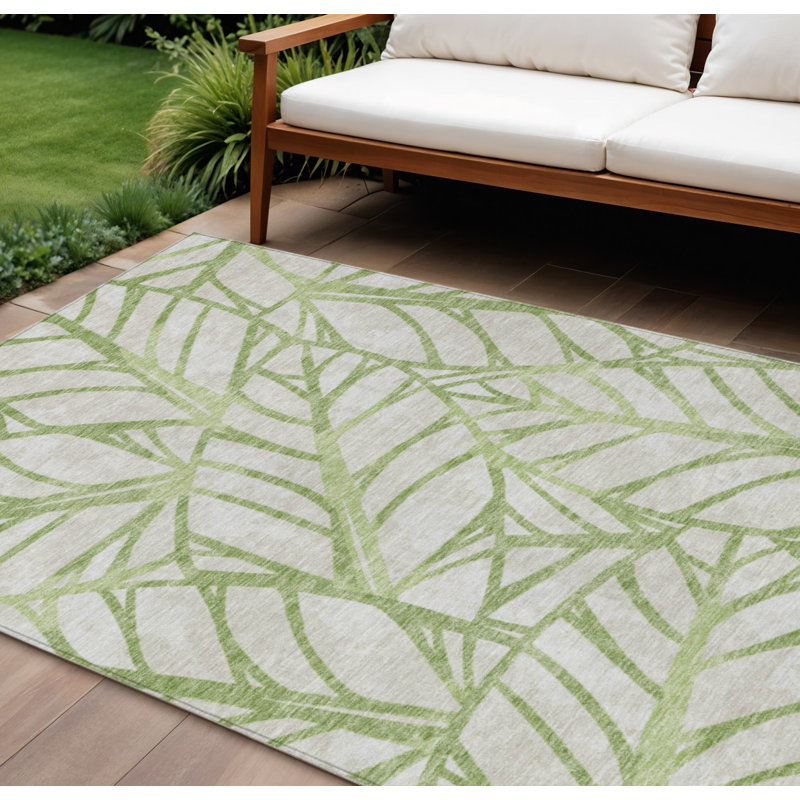 Tapis d'intérieur lavable à motif floral beige artichaut 3 pi x 5 pi, Rectangle 8' x 10'