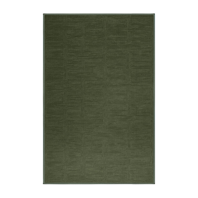 Machine Washable Solid Green Area Rug, Runner 2' x 4'