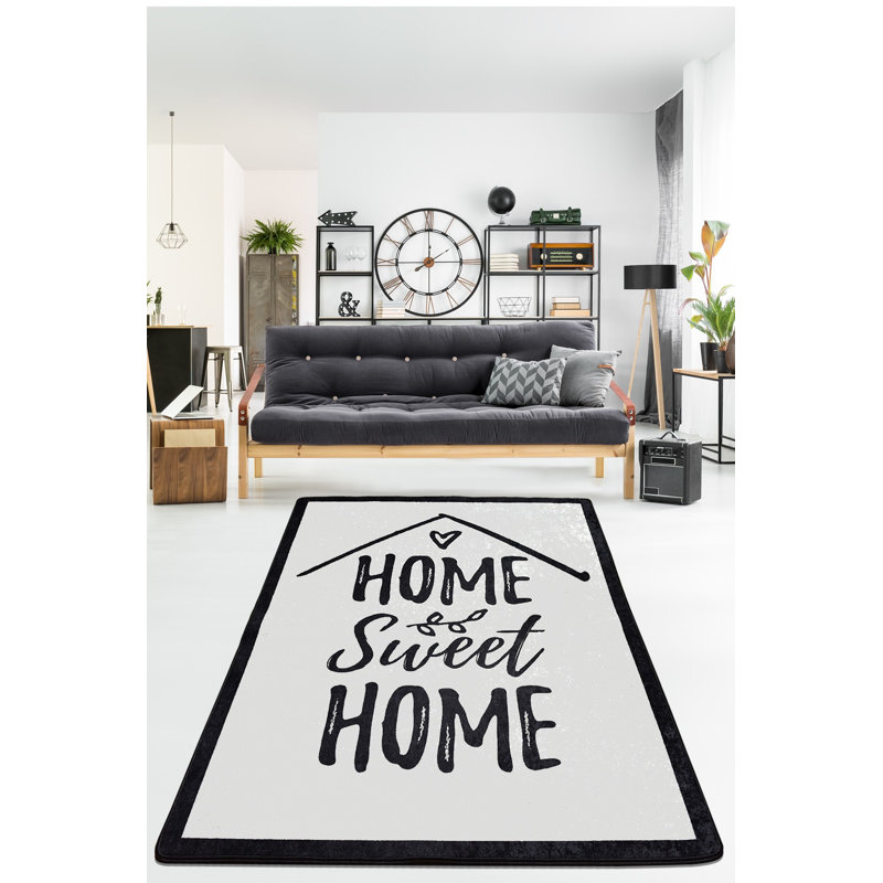 Durable Hall Carpet - 3.3 x 6.6 Feet, Black & White | 100% Polyester, Total Thickness: 0.4 Inches | Antibacterial, Non-Slip Underside, Machine Washable | Perfect for High Traffic Areas, Easy to Clean & Maintain