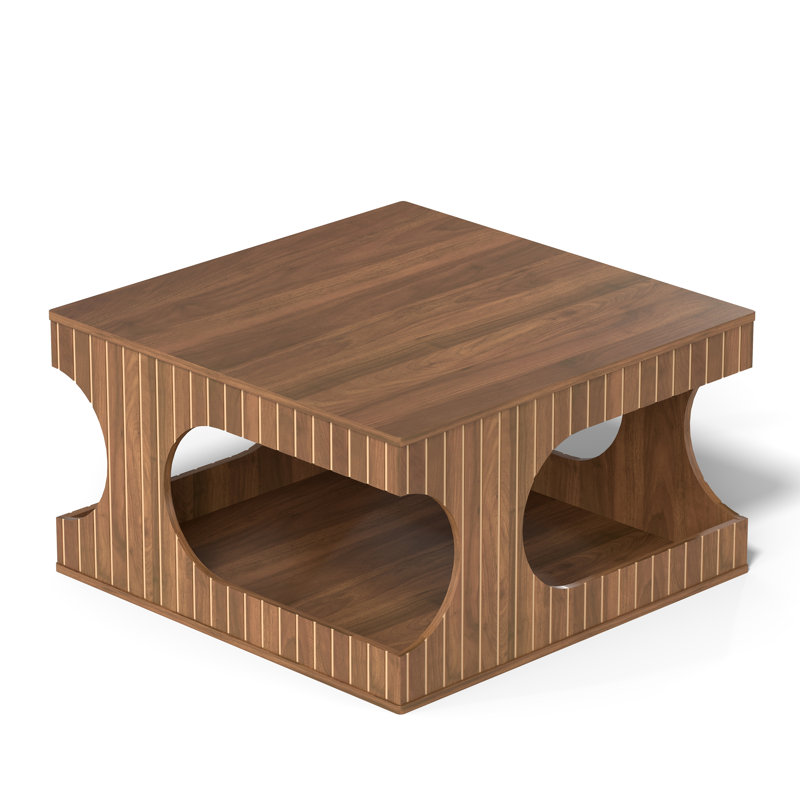 Farmhouse Square Coffee Table With Storage, Walnut