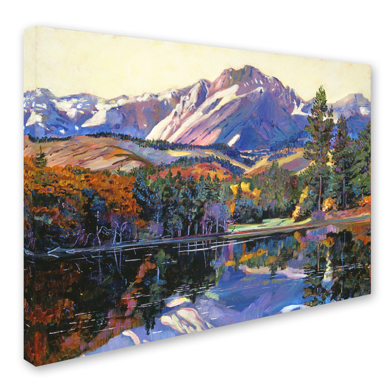 Large Framed Landscape Canvas Art with Mountain Lake Scene