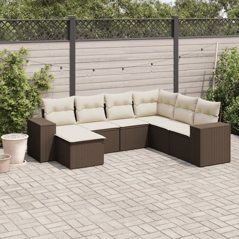 Ensemble de canapé de jardin Vidaxl brun, blanc crème