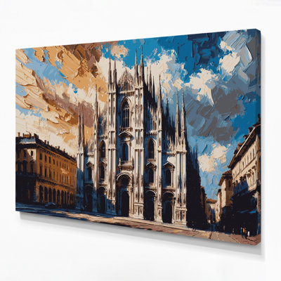 Cities Milan Italy Beige Canvas Wall Art