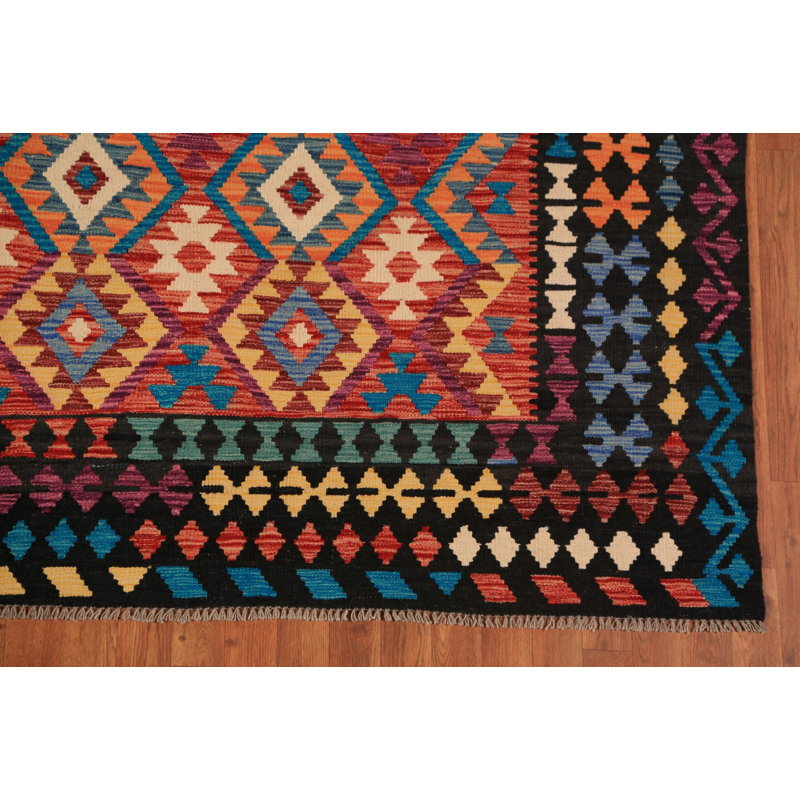 Tapis kilim en laine à tissage plat 8 x 11