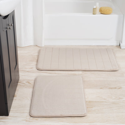 Billybob Memory Foam Bath Rug Set - 2-Piece Bath Mats with Microfiber Top - Non-Slip Absorbent Rugs