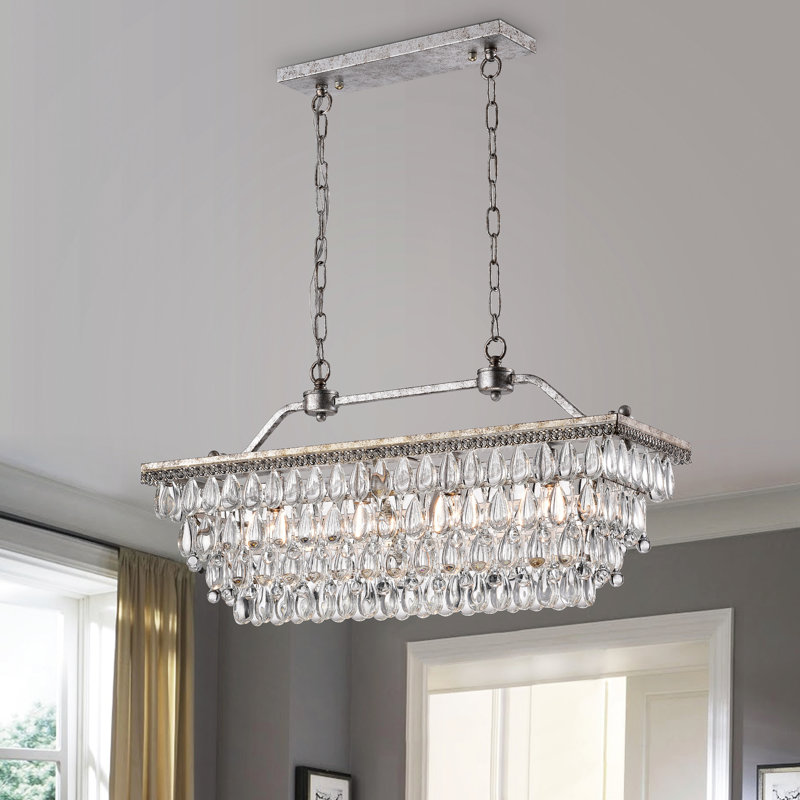 Atef 6 - Light Unique Tiered Chandelier, Antique Silver, 4 Lights