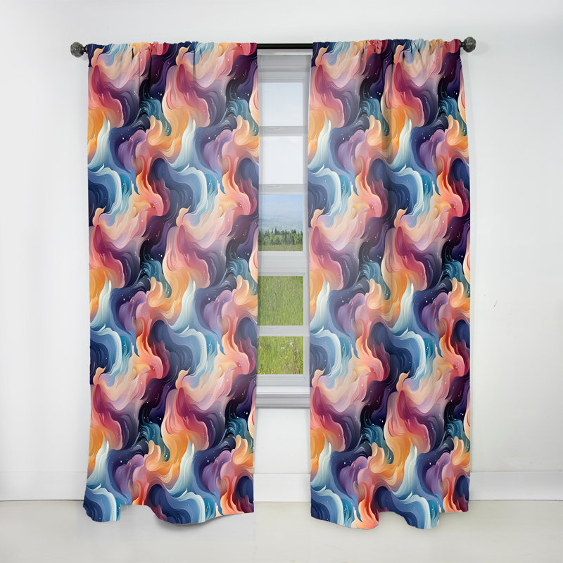 Khalisa - Rideau obscurcissant floral à chevrons - 1 panneau, L 52 po x L 108 po