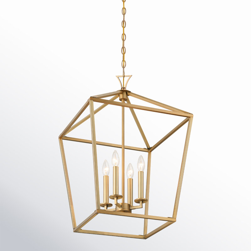 Hastings 4-Light Chandelier, Laiton chaleureux