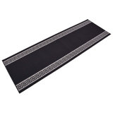 Custom Size Runner Rug Greek Key Border Black Low Pile Slip Resistant Runner Rugs by Feet