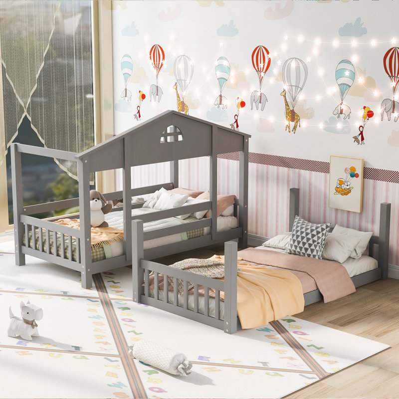 Slat Bed, Gray