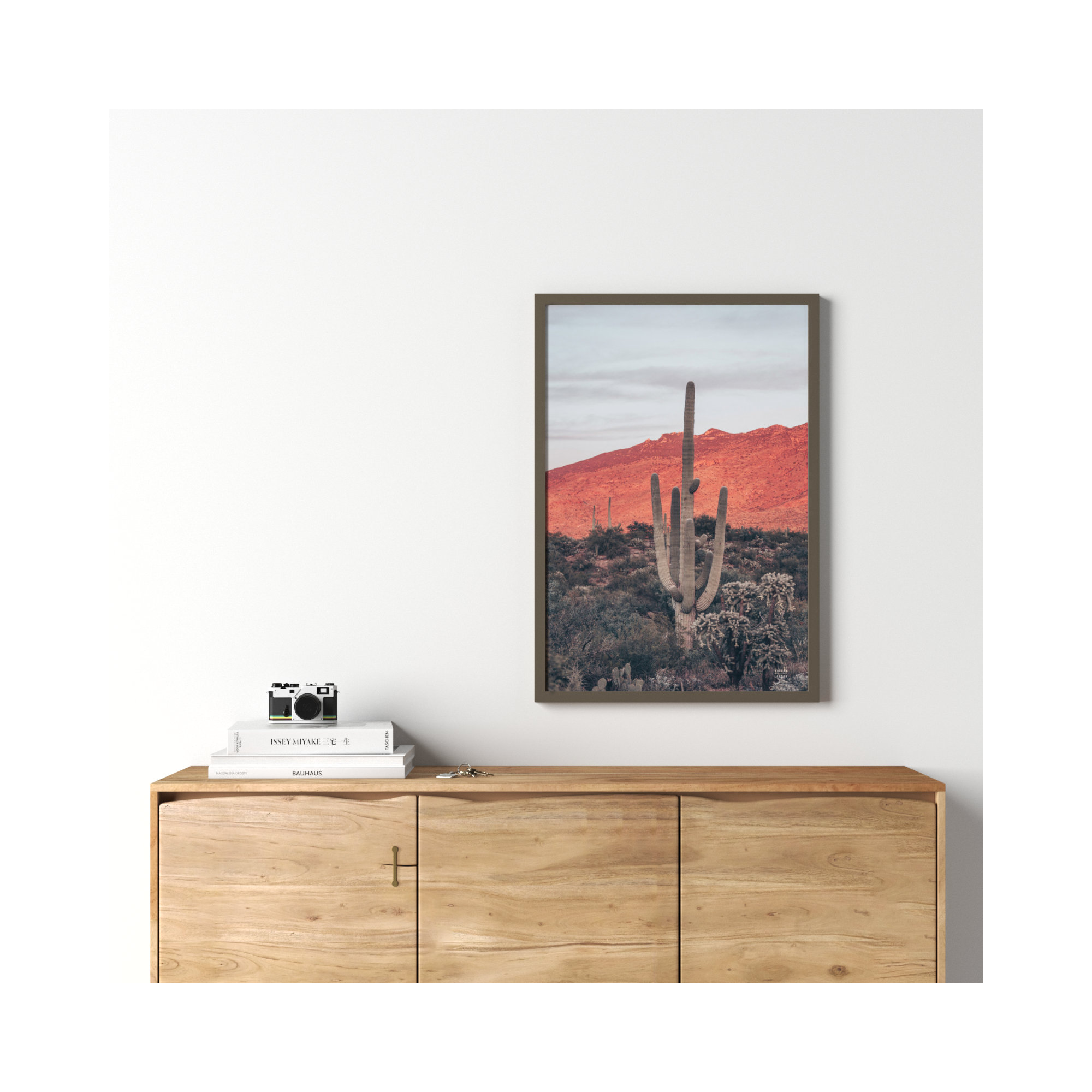 Sunsets And Saguaros by Nathan Larson, Gray, 33" H x 23" W x 1" D