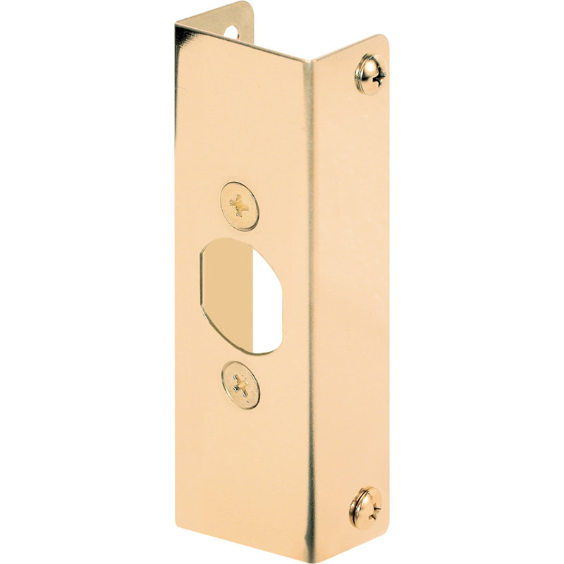 1-3/8 in. Thick Bright Brass Door Edge Reinforcer (Single Pack), Brass, 6.85" H x 3.75" W x 1.25" D