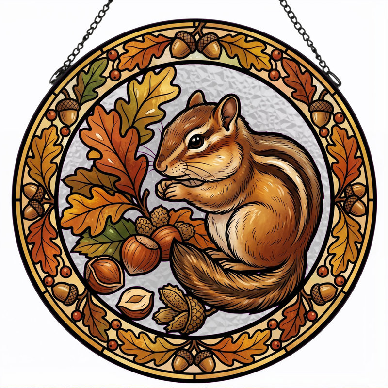 Panneau de vitrail d'automne 12 pi, H 12 po