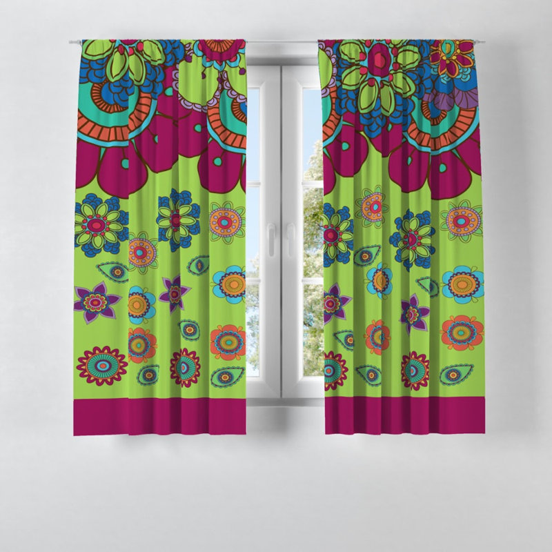 Panneaux de rideaux semi-transparents à motif floral (DSQ est fixé à 2), l 56 po x L 78 po