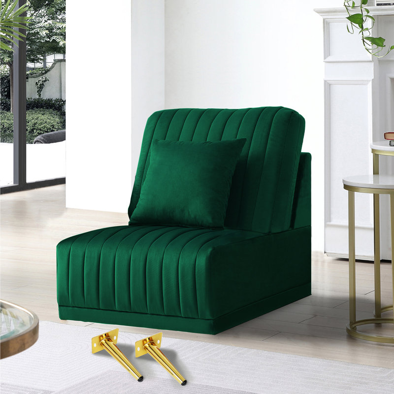 Chaise d'appoint en velours 31,5 po, Velours vert