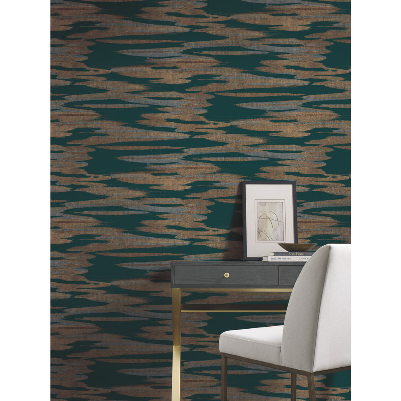 Surrey 27' L x 27" W Smooth Wallpaper Roll, Teal