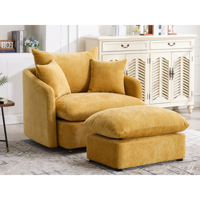 Fauteuil d'appoint pivotant avec repose-pieds