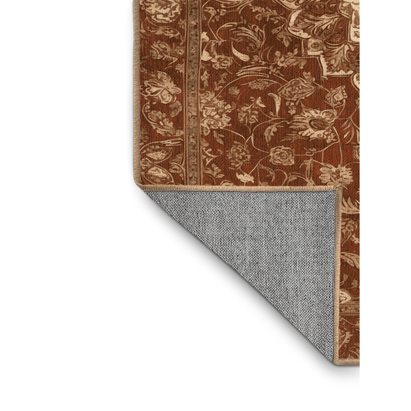 Machine Washable Persian Brown Area Rug, Square 7'