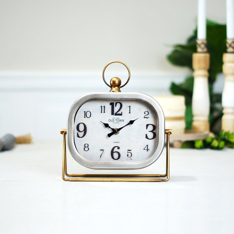 Horloge de table en métal 10 po blanc