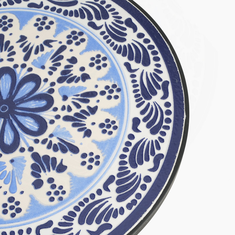 Table d'appoint de patio, bleu et noir