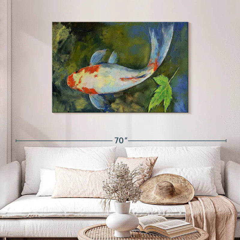 Brampt Japanese Garden Koi Swimming, 30" H x 45" W