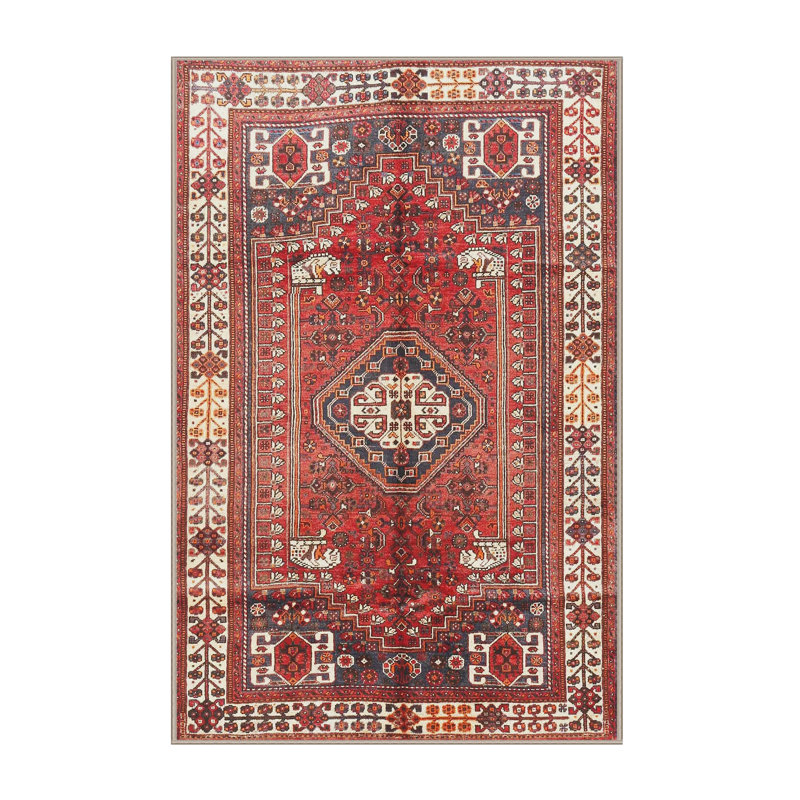 Tapis oriental rouge / noir / beige, Rectangle 7 pi x 10 pi