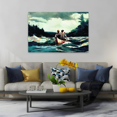 Canoe In The Rapids, 1897 Classic Abstract Coastal Forest Wall Art Print by Winslow Homer - 1 Piece Wrapped Canvas Wall Art
