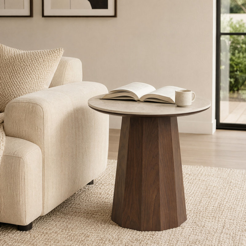 Stone Top End Table, 2PCS